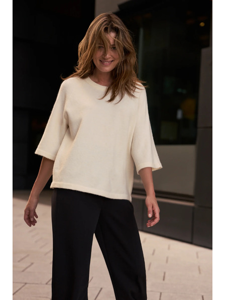 Moodo Bézs rövid ujjú pulóver Moodo