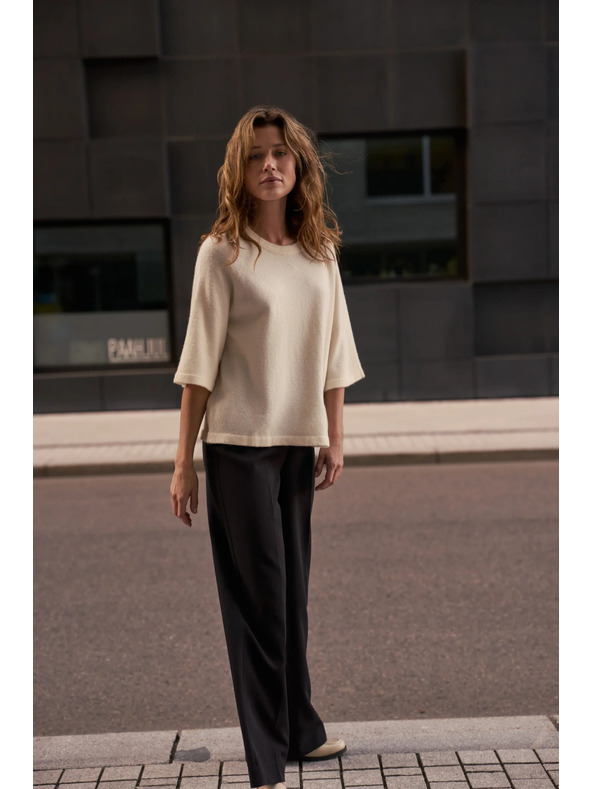 Moodo Bézs rövid ujjú pulóver Moodo