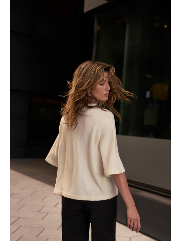 Moodo Bézs rövid ujjú pulóver Moodo