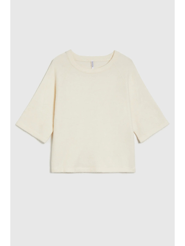 Moodo Bézs rövid ujjú pulóver Moodo