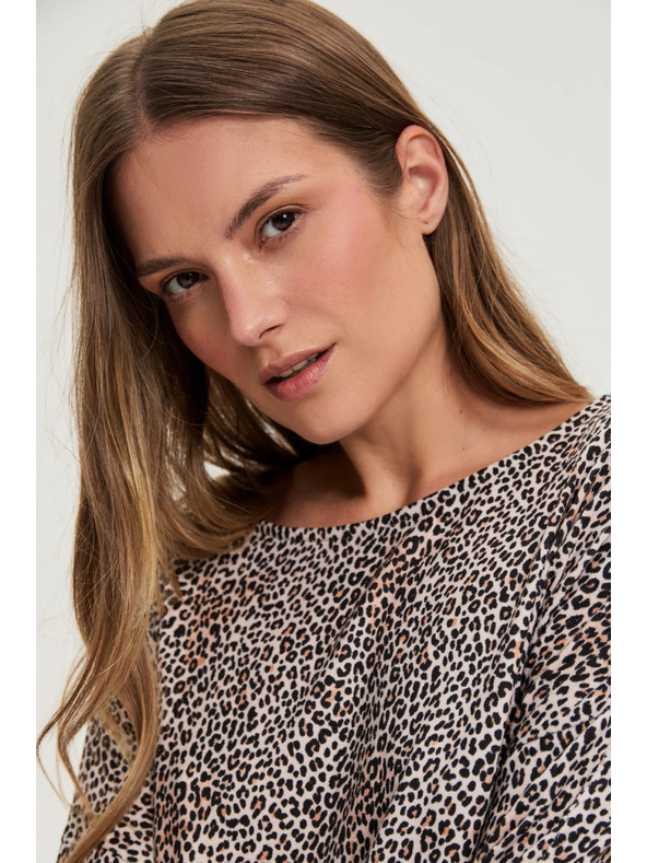 Moodo Leopárd mintás pulóver bézs Moodo