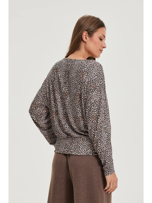 Moodo Leopárd mintás pulóver bézs Moodo