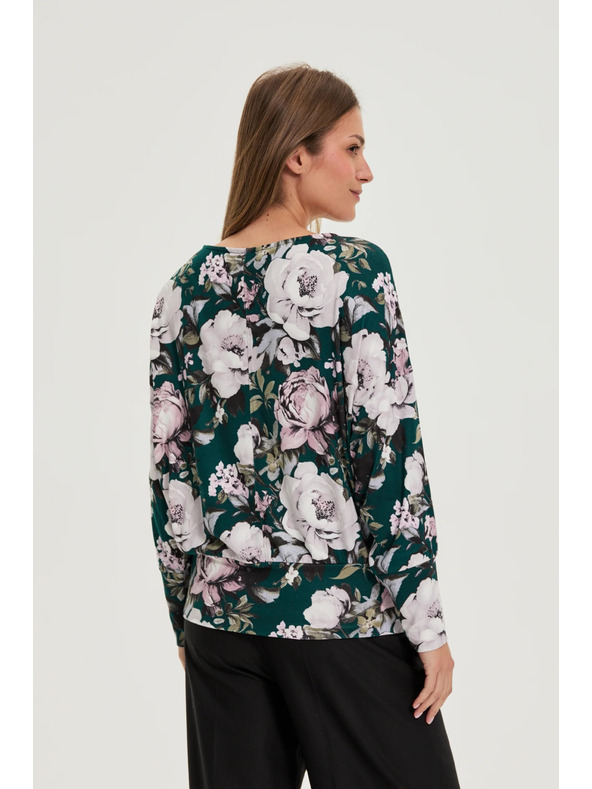 Moodo Virágmintás pulóver zöld Moodo