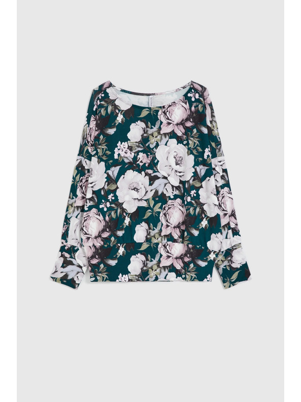 Moodo Virágmintás pulóver zöld Moodo
