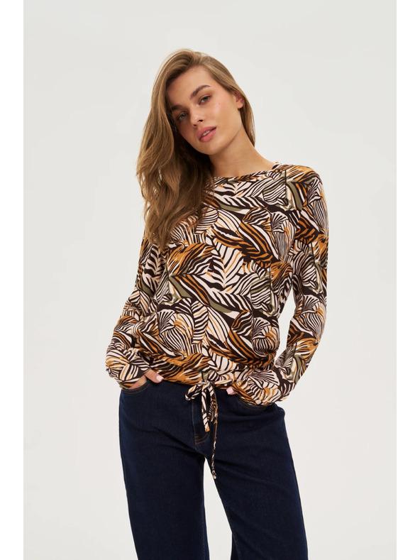 Moodo Bézs növényi mintás pulóver Moodo