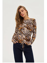 Moodo Bézs növényi mintás pulóver Moodo