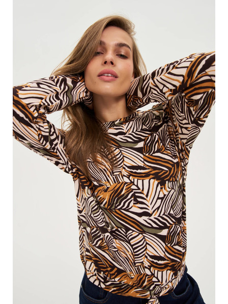 Moodo Bézs növényi mintás pulóver Moodo