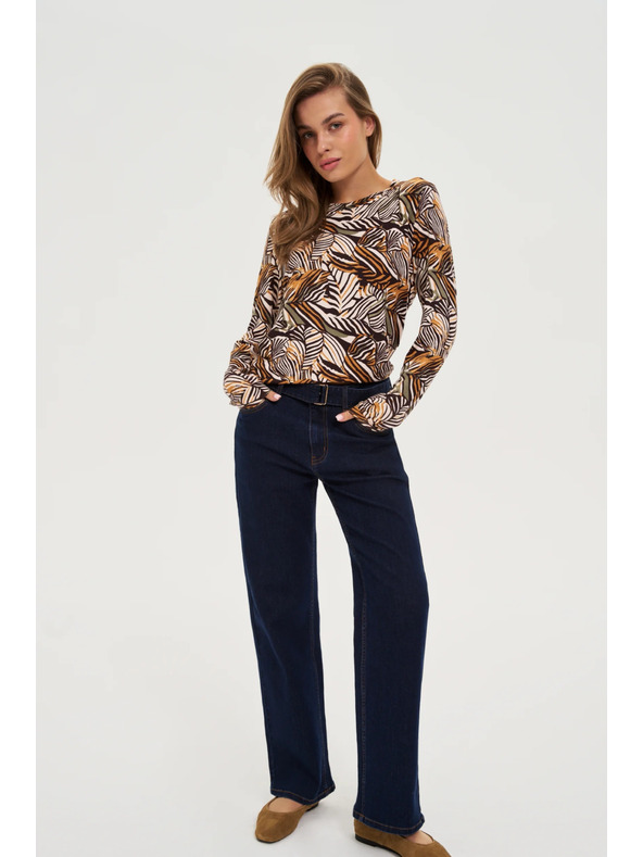 Moodo Bézs növényi mintás pulóver Moodo