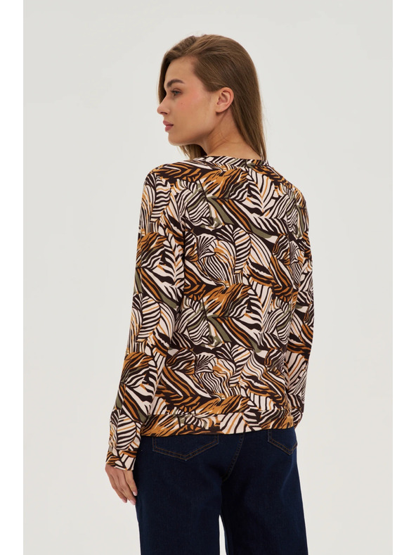 Moodo Bézs növényi mintás pulóver Moodo