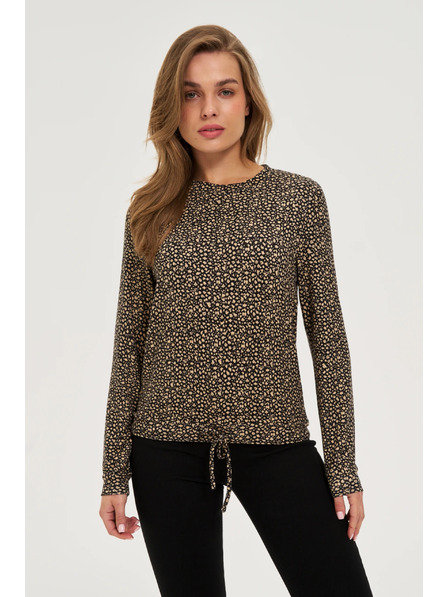 Moodo Finom mintás pulóver bézs Moodo