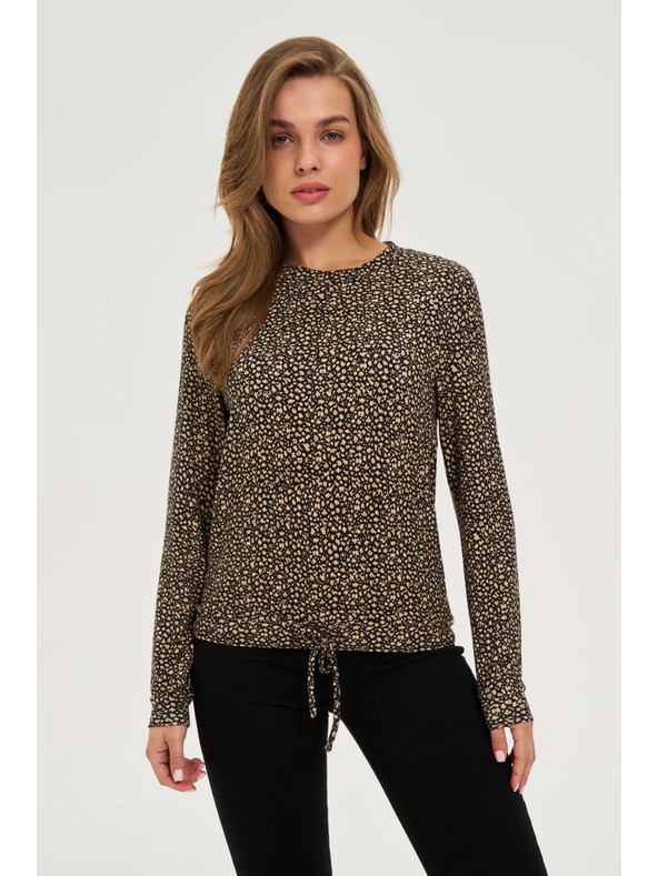 Moodo Finom mintás pulóver bézs Moodo