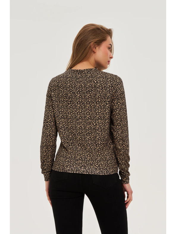 Moodo Finom mintás pulóver bézs Moodo