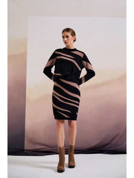 Moodo Fekete pulóver állat mintával Moodo