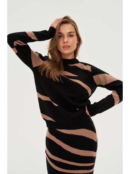 Moodo Fekete pulóver állat mintával Moodo