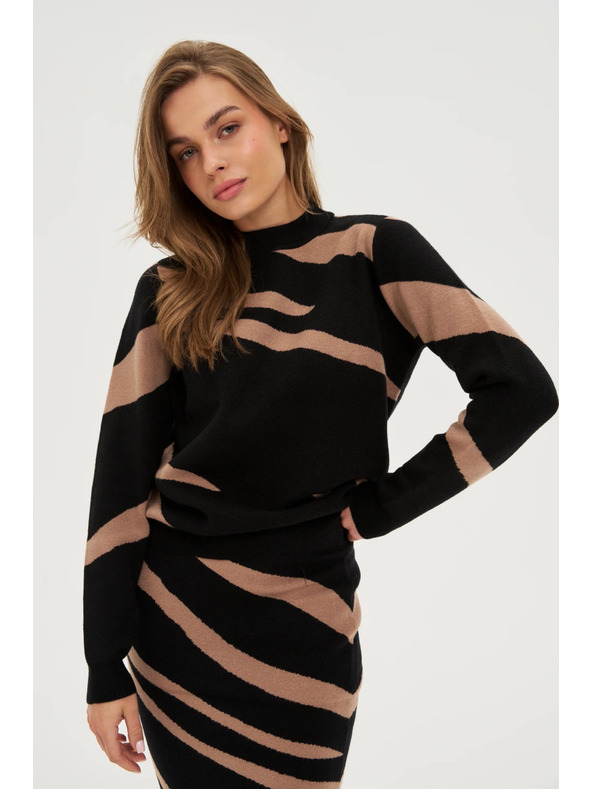 Moodo Fekete pulóver állat mintával Moodo