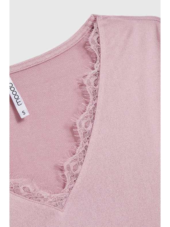 Moodo Csipke nyakú pulóver rózsaszín Moodo