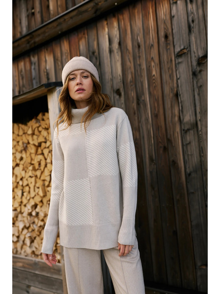 Moodo Bézs garbós pulóver Moodo