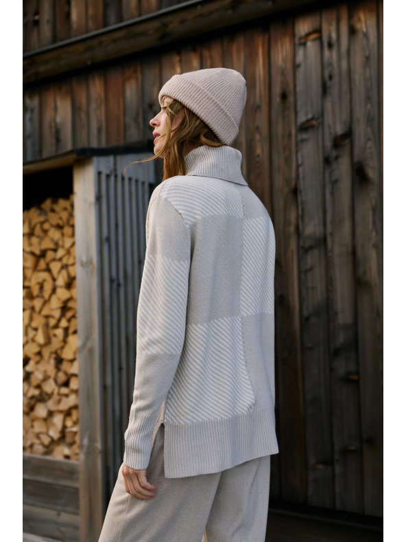 Moodo Bézs garbós pulóver Moodo