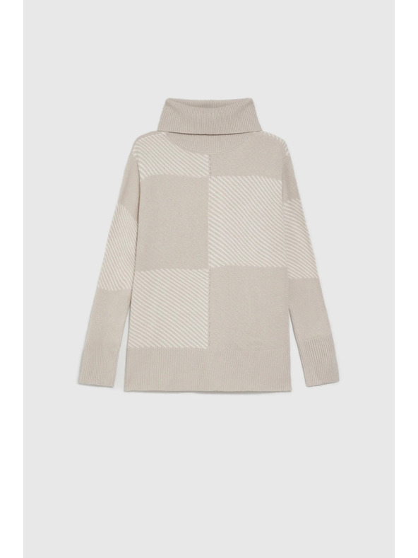 Moodo Bézs garbós pulóver Moodo