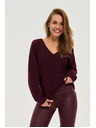 Moodo Bordó Moodo V-nyakú pulóver