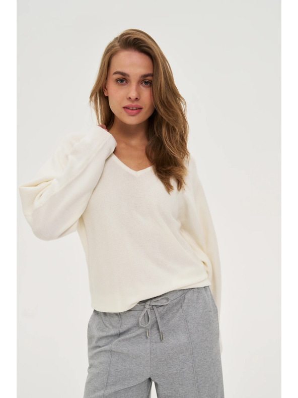 Moodo Ecru Moodo V-nyakú pulóver