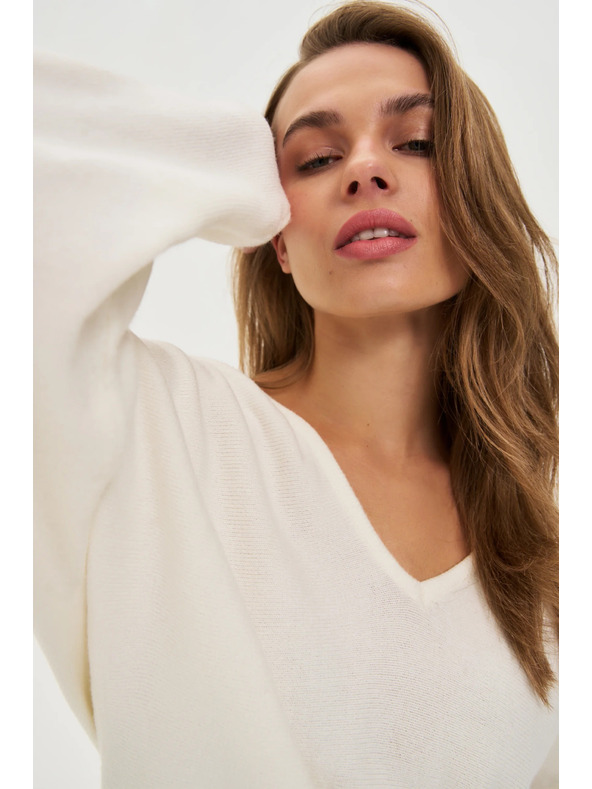 Moodo Ecru Moodo V-nyakú pulóver