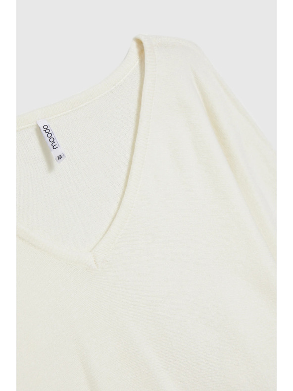 Moodo Ecru Moodo V-nyakú pulóver