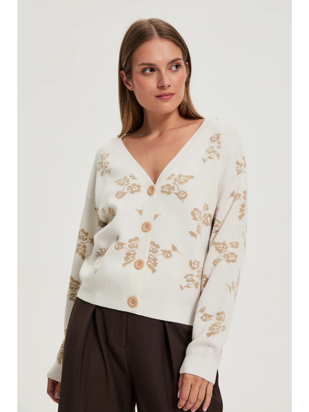 Moodo Bézs Moodo kardigán virágmintával