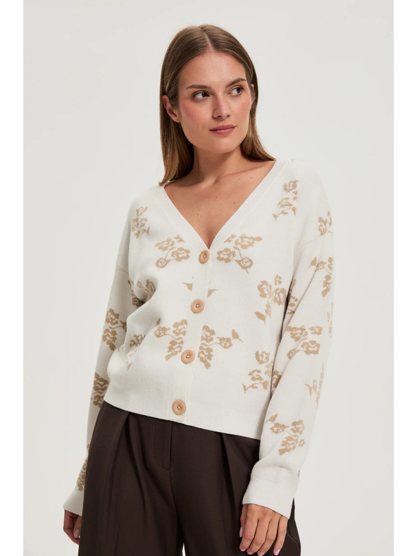 Moodo Bézs Moodo kardigán virágmintával