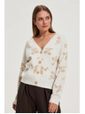 Moodo Bézs Moodo kardigán virágmintával