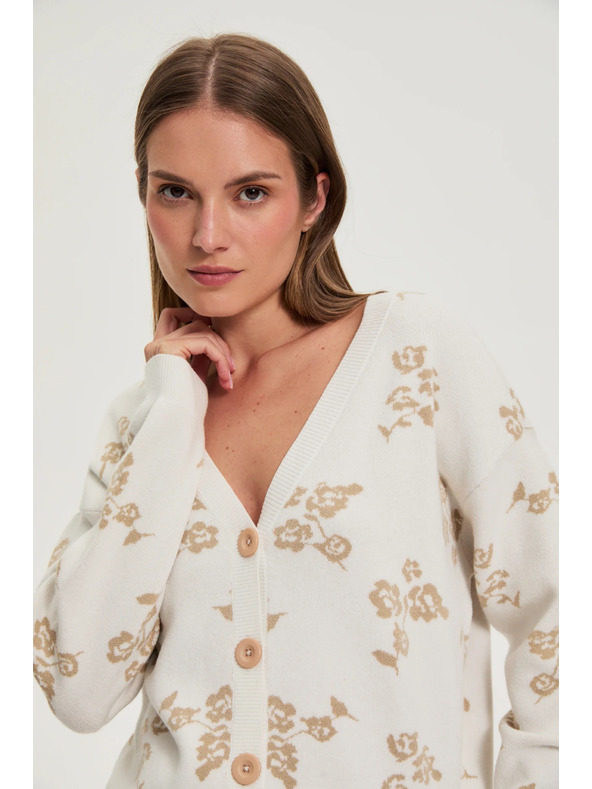 Moodo Bézs Moodo kardigán virágmintával