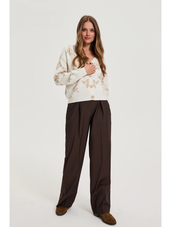 Moodo Bézs Moodo kardigán virágmintával