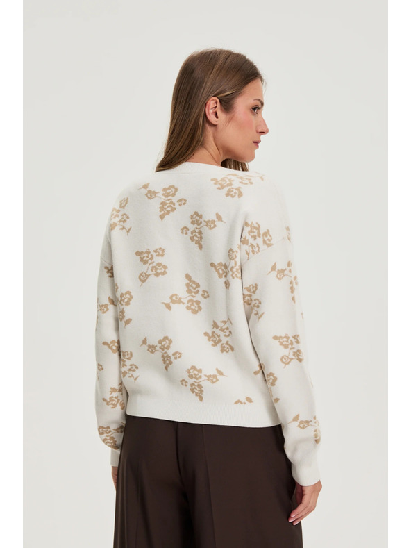 Moodo Bézs Moodo kardigán virágmintával