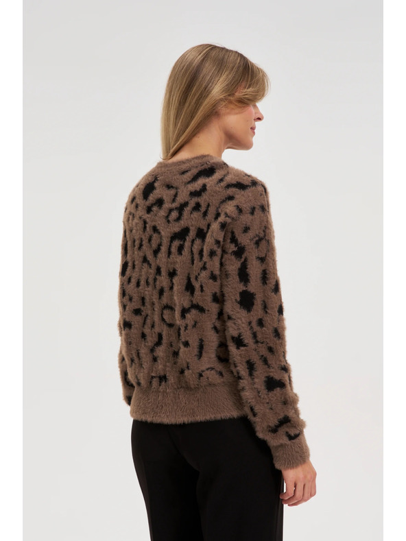Moodo Barna Moodo pulóver leopárd mintával