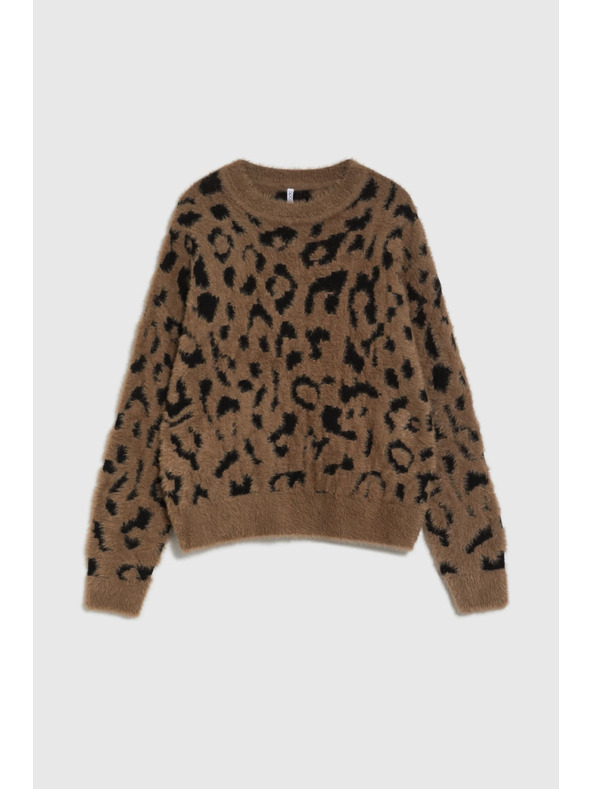 Moodo Barna Moodo pulóver leopárd mintával