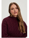 Moodo Bordó Moodo pulóver díszített fonott mintával