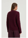 Moodo Bordó Moodo pulóver díszített fonott mintával
