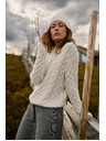 Moodo Bézs Moodo pulóver díszített fonott mintával