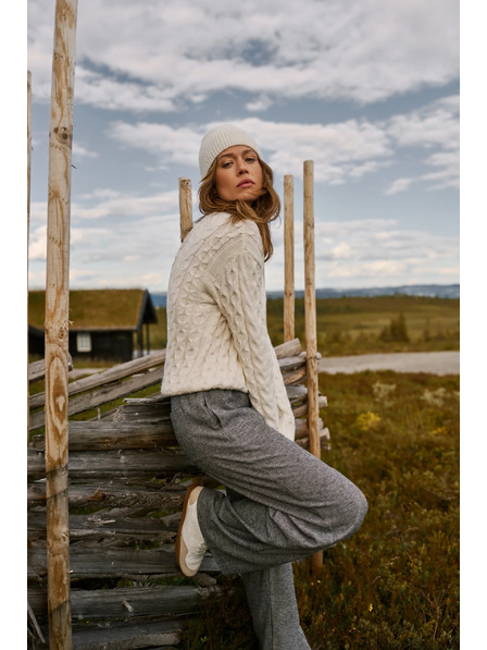 Moodo Bézs Moodo pulóver díszített fonott mintával