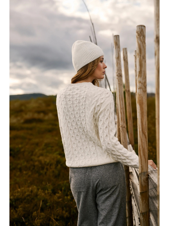 Moodo Bézs Moodo pulóver díszített fonott mintával