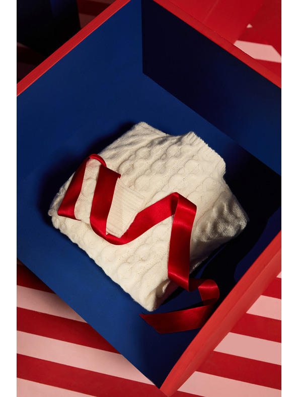 Moodo Bézs Moodo pulóver díszített fonott mintával