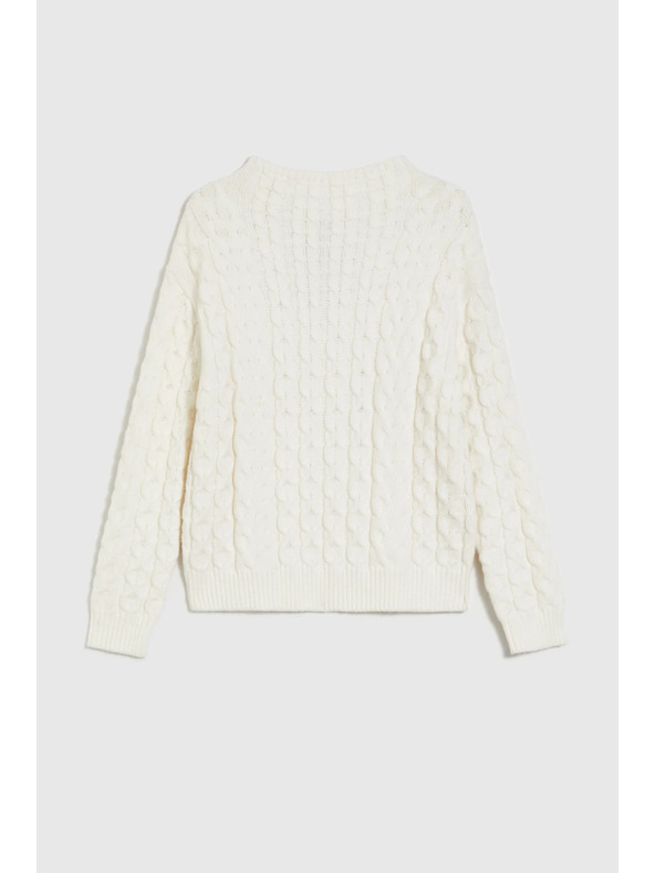 Moodo Bézs Moodo pulóver díszített fonott mintával