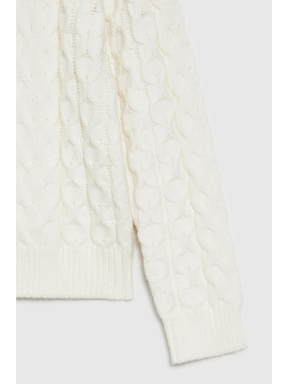 Moodo Bézs Moodo pulóver díszített fonott mintával