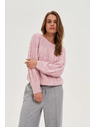 Moodo Rózsaszín Moodo pulóver díszített fonott mintával
