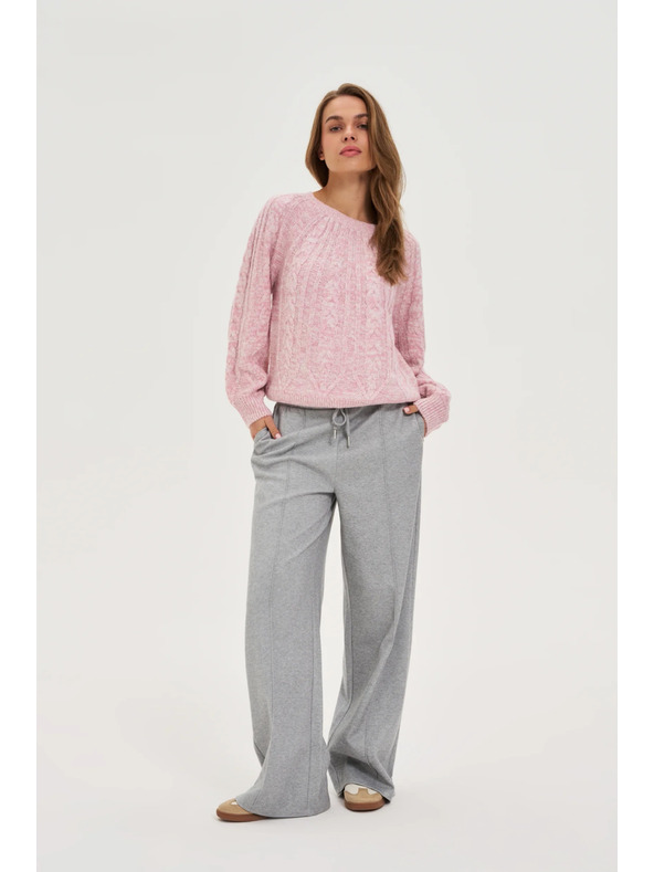 Moodo Rózsaszín Moodo pulóver díszített fonott mintával