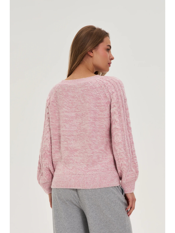 Moodo Rózsaszín Moodo pulóver díszített fonott mintával