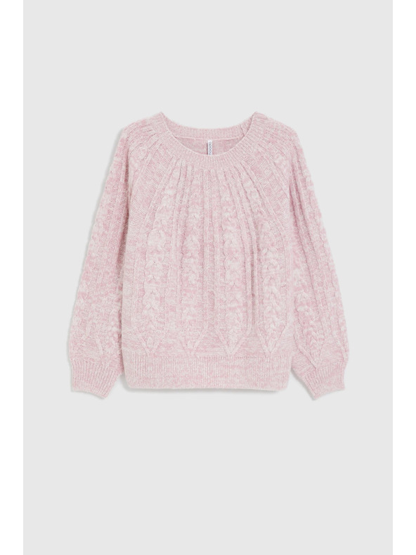 Moodo Rózsaszín Moodo pulóver díszített fonott mintával