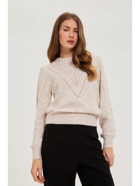 Moodo Bézs Moodo pulóver felfújt ujjakkal