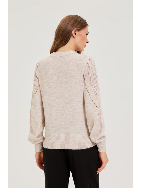 Moodo Bézs Moodo pulóver felfújt ujjakkal