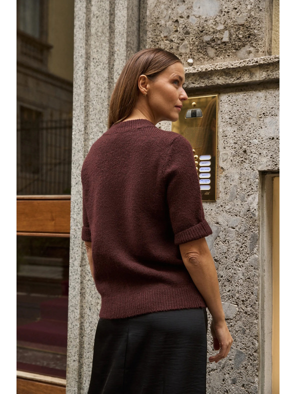 Moodo Bordó Moodo rövid ujjú pulóver